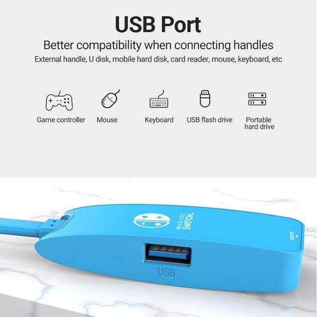 Хаб адаптер 4K HDTV для ТВ/Macbook/Nintendo Switch/Android/iPad/ПК Голубой - фото 5