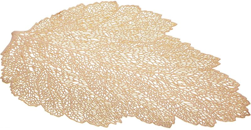 Набор 4 сервировочных коврика Margrese Золотой Ажурный Лист 47х36см, плейсмат (подтарельники)
