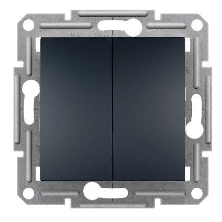 Выключатель двухклавишный Schneider Asfora Антрацит (24434)