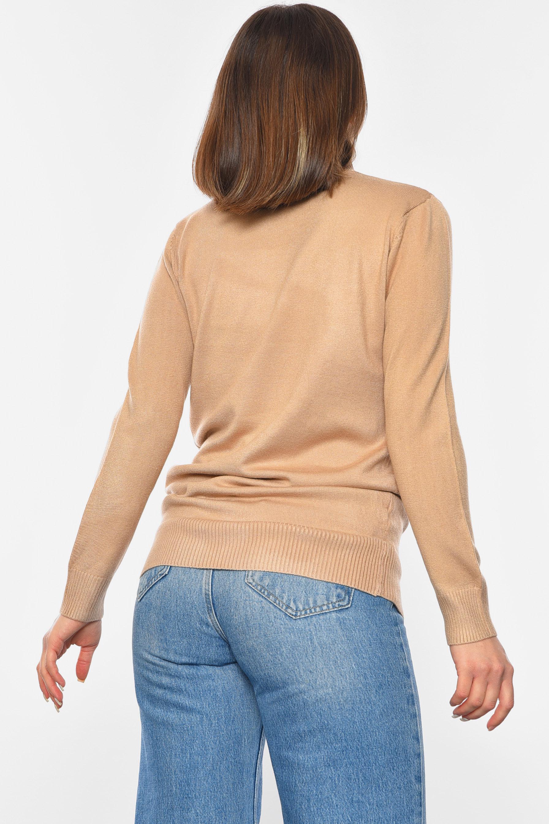 Свитер женский удлиненный L Темно-бежевый (192119) - фото 3 Свитер женский удлиненный L Темно-бежевый (192119) - фото 3