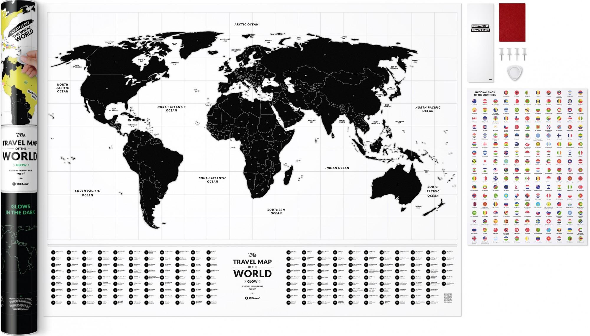 Скретч карта 1DEA.me Travel Map Glow World в подарочном тубусе (GLW)