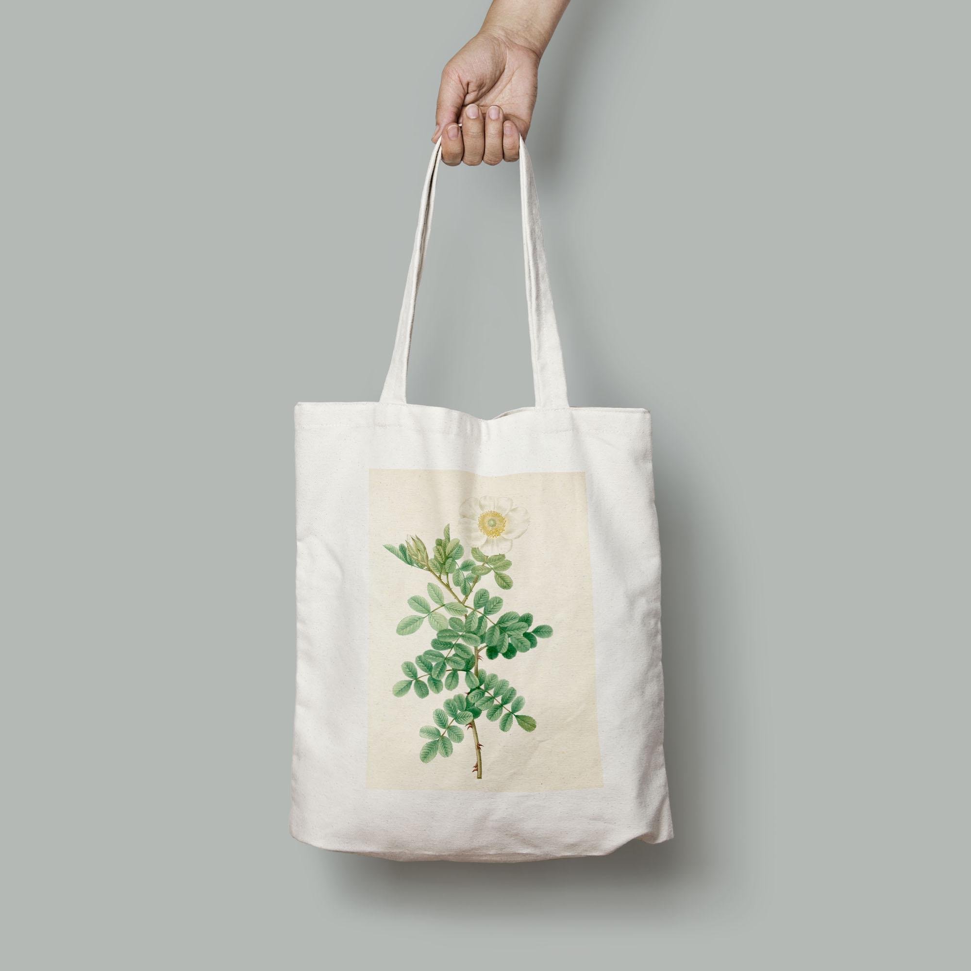 Эко-сумка Винтажный цветочный принт Роза Брактеата высокая шопер (Flowers1920008_Bag)