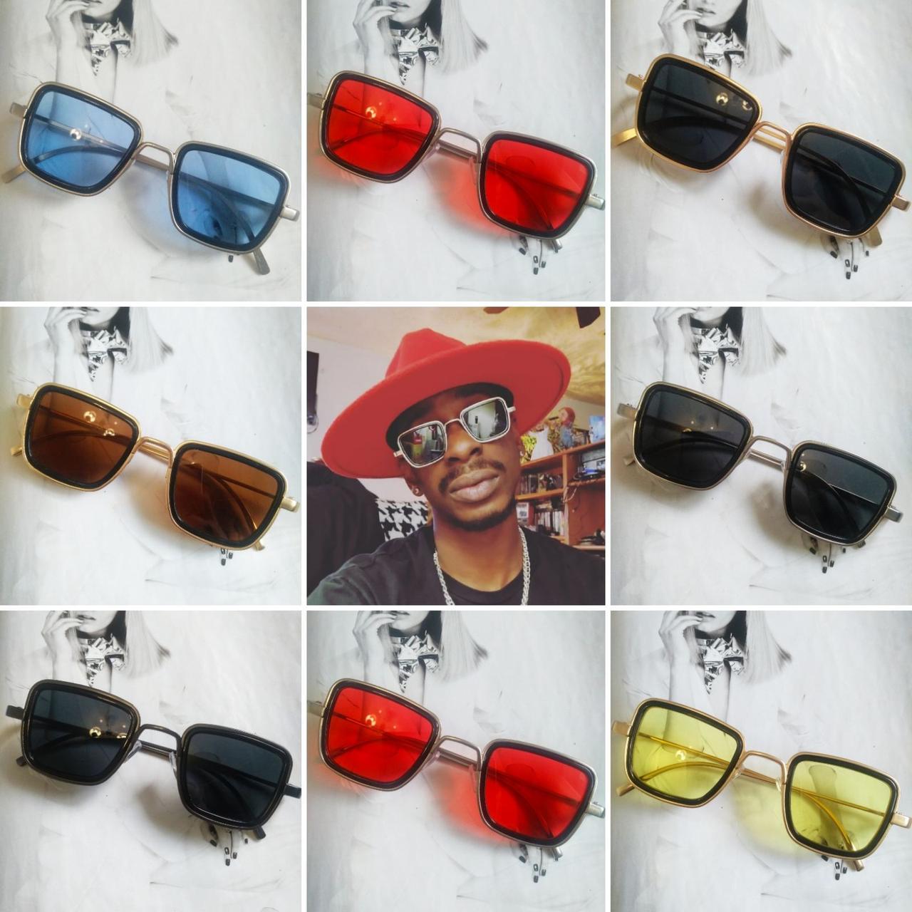 Солнцезащитные очки в металлической оправе Черный в золоте - фото 7