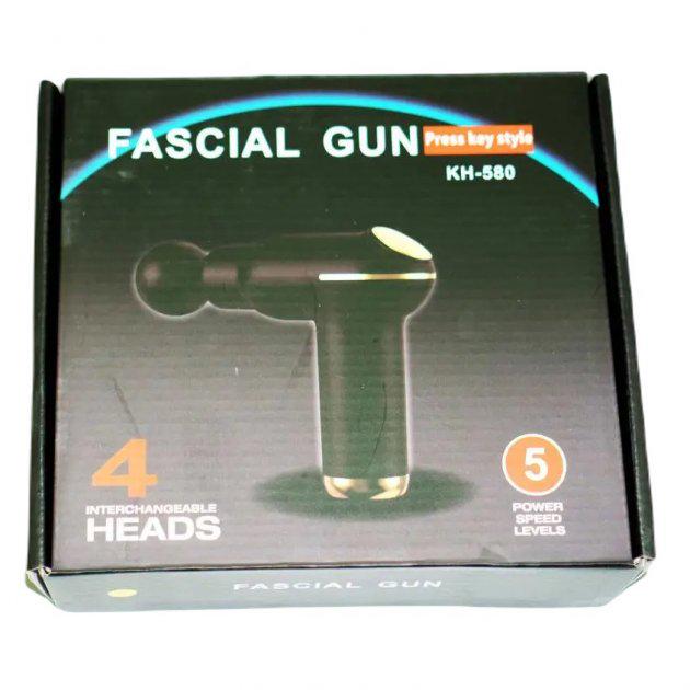 Масажер для м'язів RIAS Fascial Gun KH-580 акумуляторний Black (3_03833) - фото 3