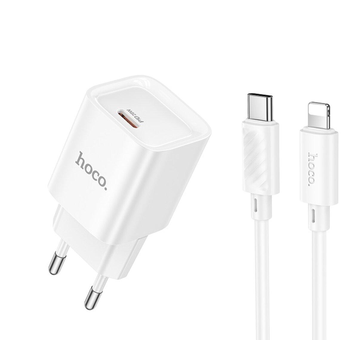Зарядний пристрій Hoco C146A Charm single port PD20W Type-C to Lightning cable EU White (6942007630252) Зарядний пристрій Hoco C146A Charm single port PD20W Type-C to Lightning cable EU White (6942007630252)