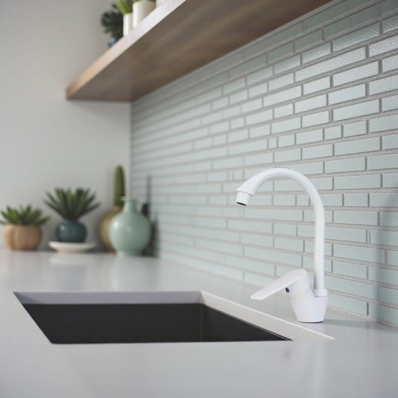 Смеситель для кухни PLAMIX OSCAR-011 с высоким изливом однорычажный пластик Белый (b-PM0650) - фото 2 Смеситель для кухни PLAMIX OSCAR-011 с высоким изливом однорычажный пластик Белый (b-PM0650) - фото 2