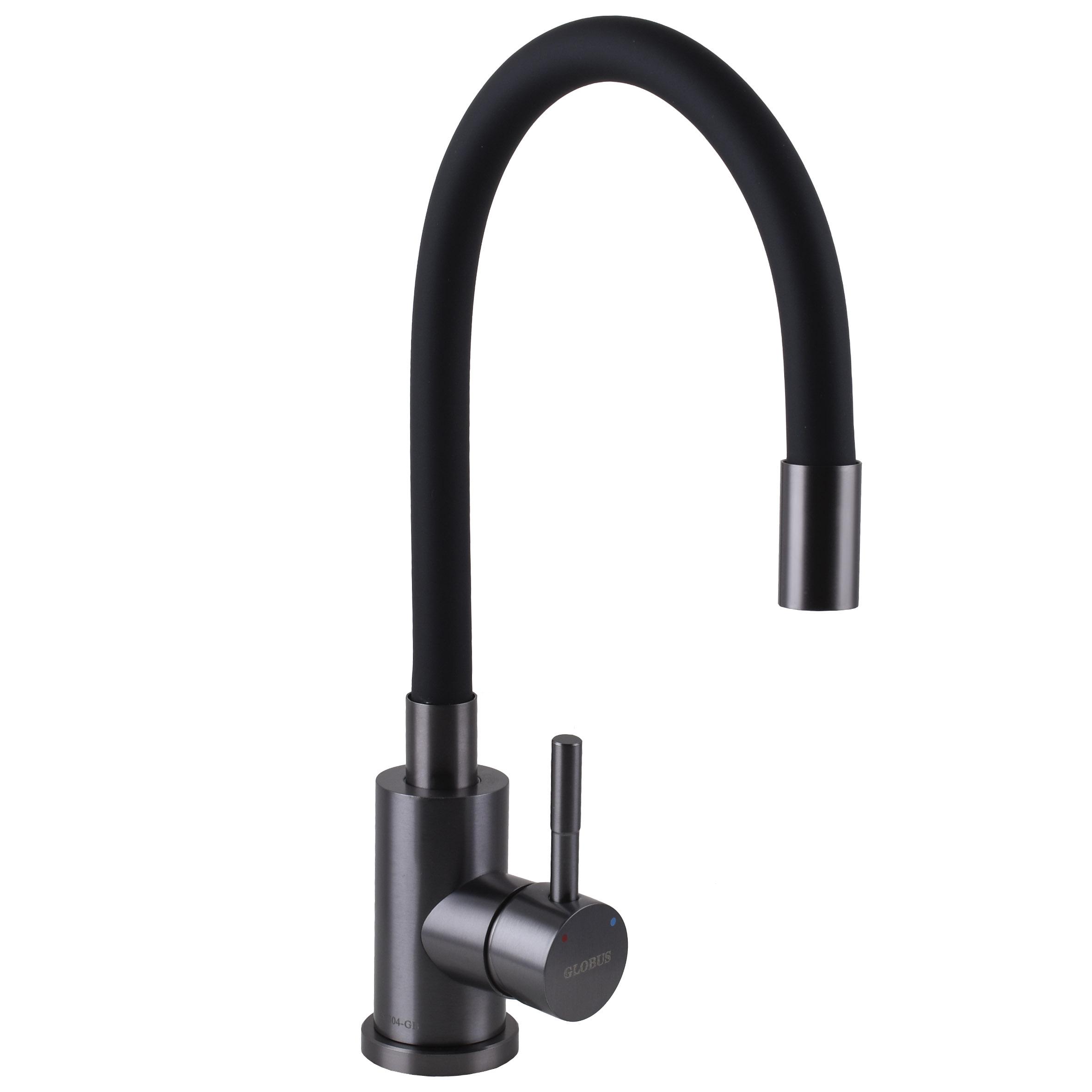 Смеситель для кухни Globus Lux ALPEN SBT1-203SB-GP 000026596 с гибким изливом Черный (177397)