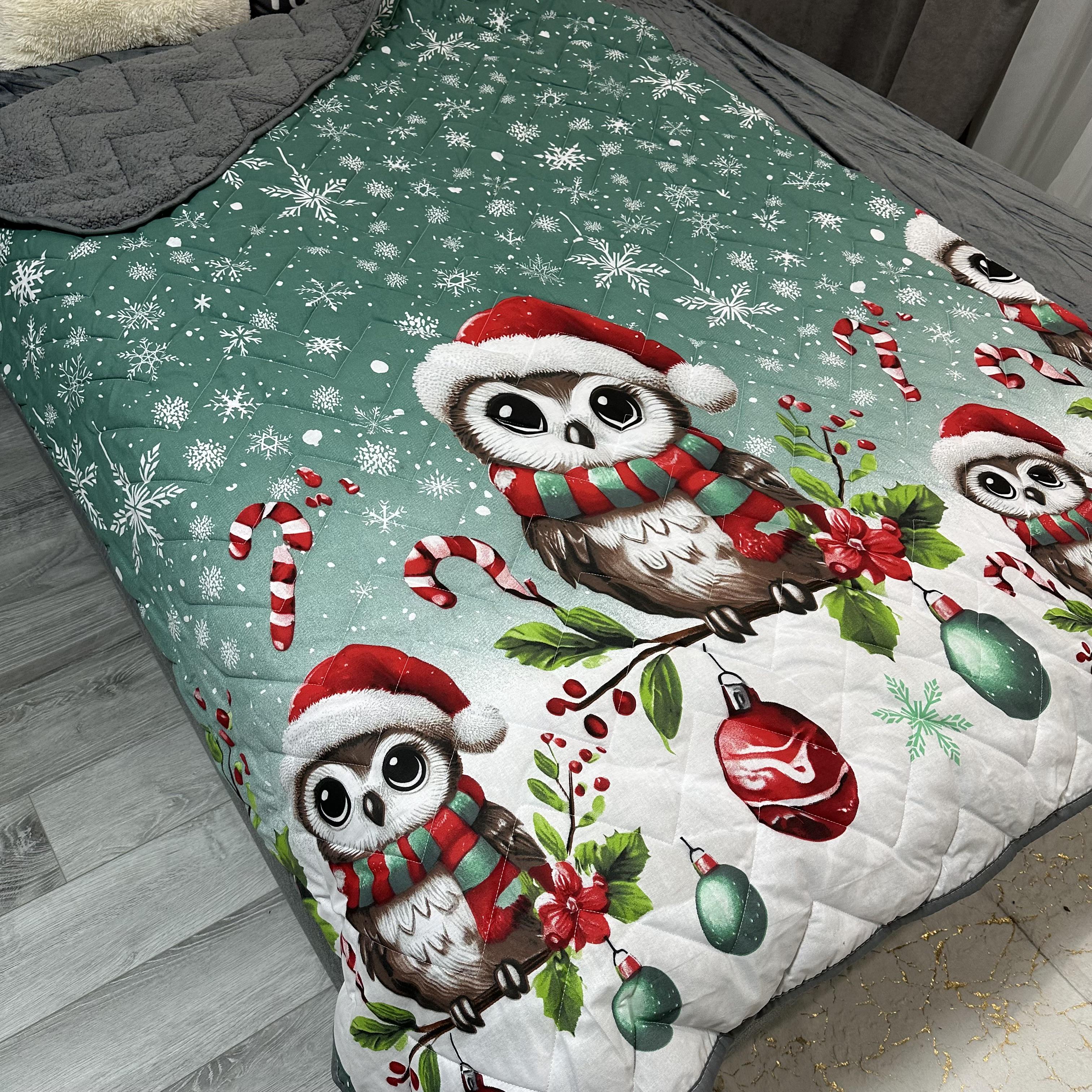 Покрывало-одеяло двустороннее Сова 150х210 см Зеленый (30111818)