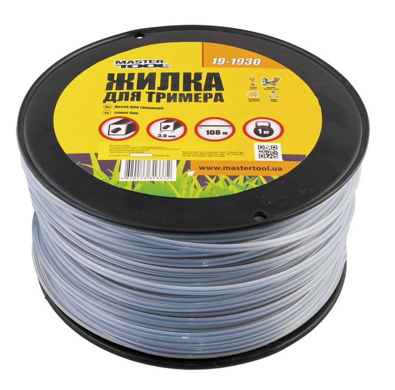 Жилка для тримера Mastertool Квадрат армована 3,00 мм 108 м 1 кг (19-1930)