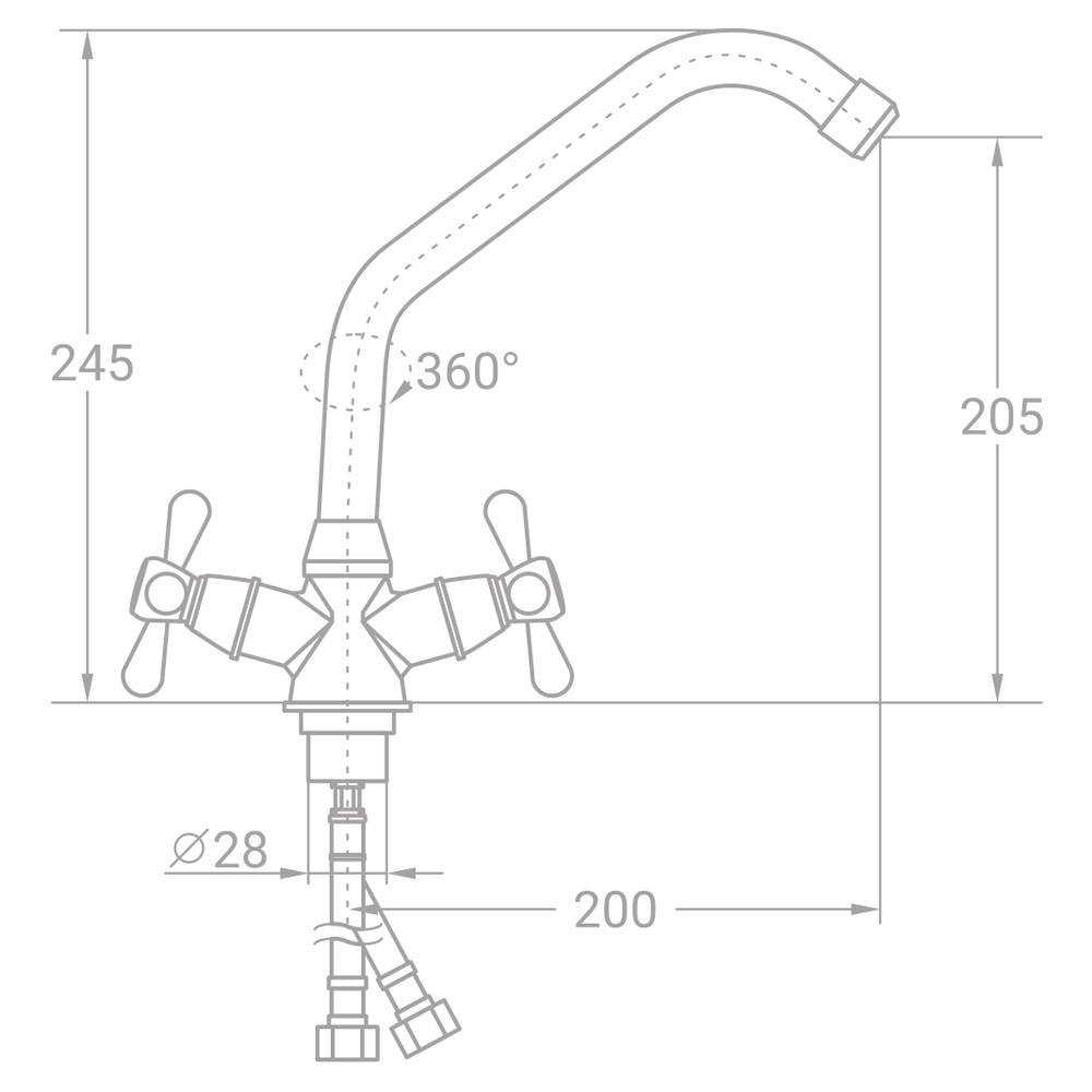 Смеситель для кухни TAU VD-4B161C на гайке (AKD45153) - фото 2