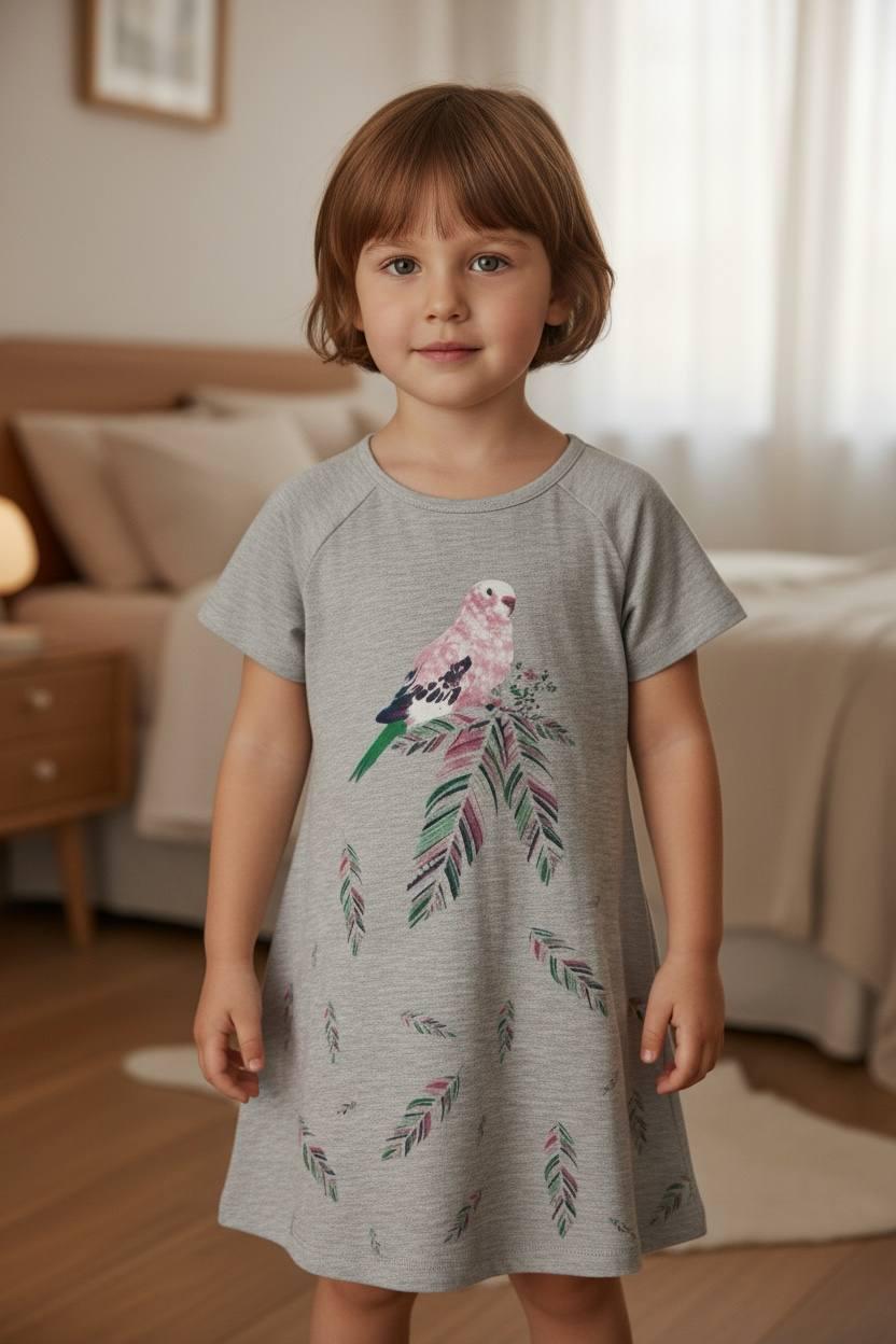 Ночная рубашка для девочки BAYKAR р. 3 98-104 см 3-4 года Серый меланж (9324-220)