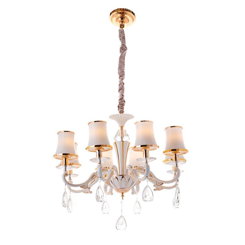 Люстра подвесная с абажуром Light House ES-15478/8D на восемь ламп Белый/Золото
