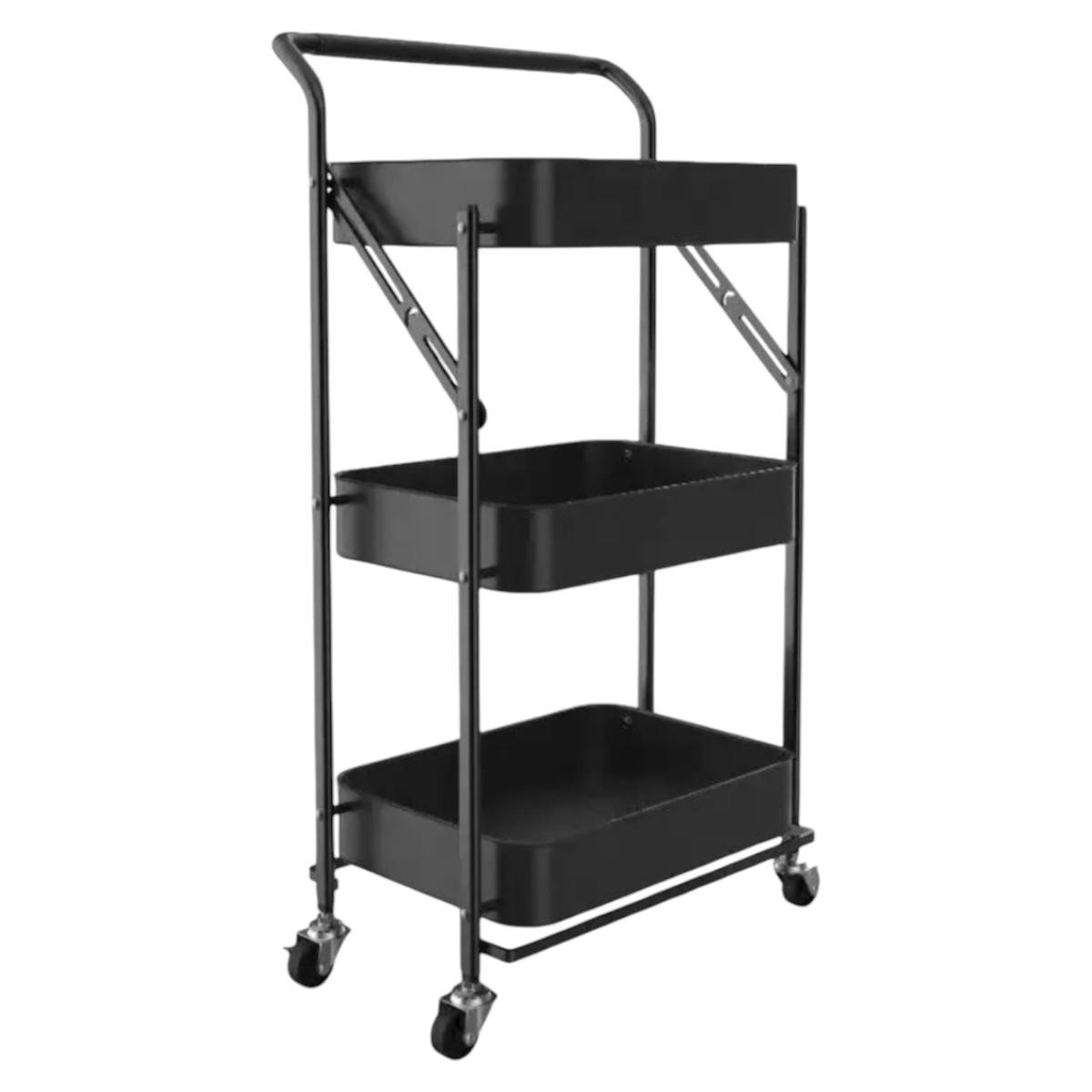 Этажерка на колесах Modern Home 3 яруса 45х29х85 см Черный (WW01358-BL)