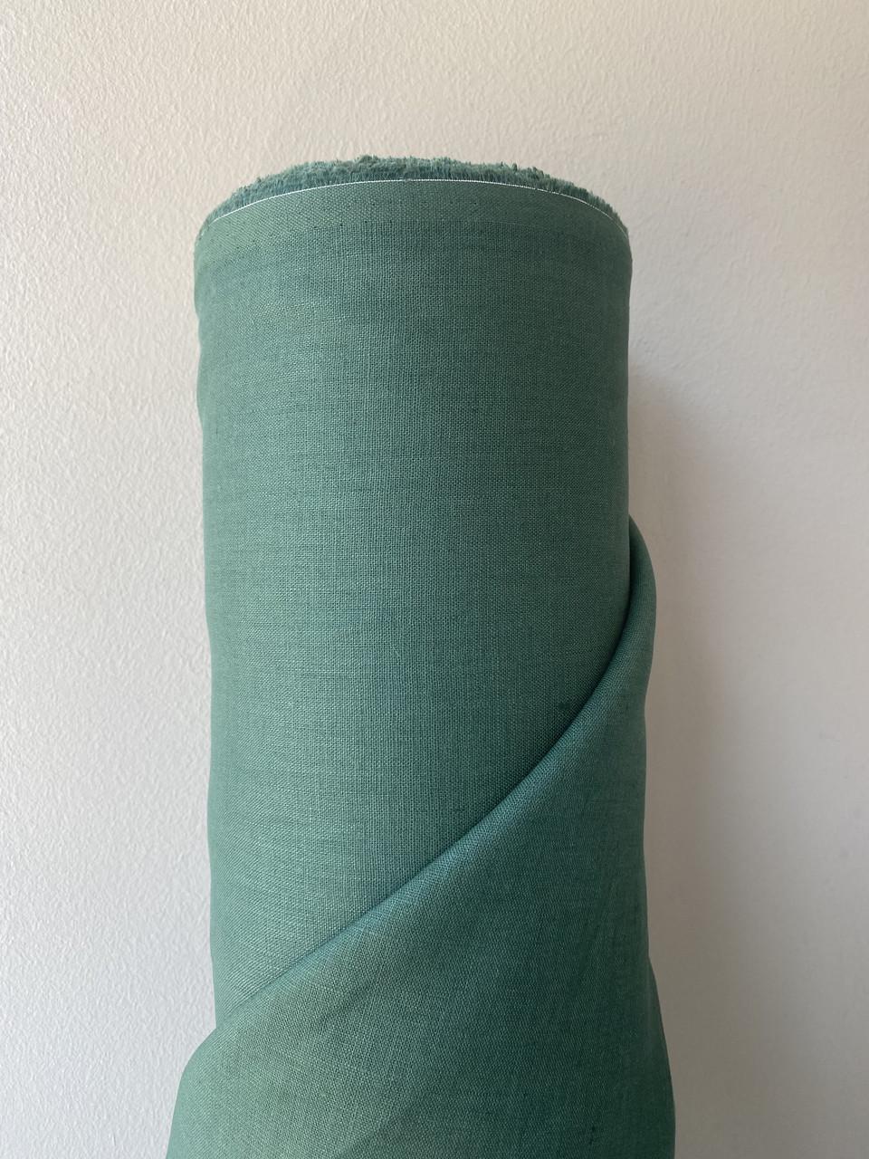 Тканина сорочково-платтєва LINEN PLUS 100% льон 143 см 584/534 Зелений - фото 1