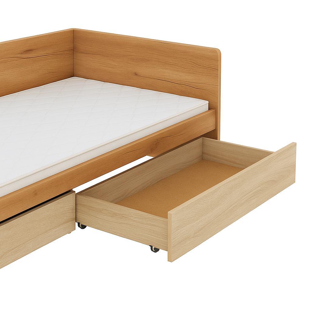 Кровать с ящиками Эверест 800 сплошной щит 80x190 см Крафт золотой/Дуб сонома (ЕВ20739.34) - фото 2 Кровать с ящиками Эверест 800 сплошной щит 80x190 см Крафт золотой/Дуб сонома (ЕВ20739.34) - фото 2