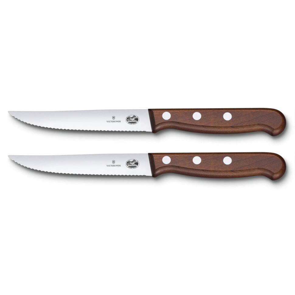 Набор кухонный Wood Steak Set 2 ножа 12см волн. с дерев. ручкой (GB) - фото 2