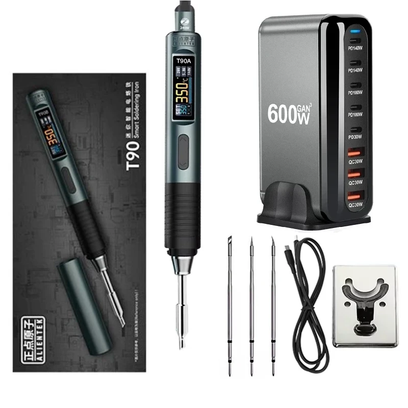 Паяльник Alientek T90A та 3 жала типу 210 KU/I/IS живлення Type-C з Блоком живлення (137706) Паяльник Alientek T90A та 3 жала типу 210 KU/I/IS живлення Type-C з Блоком живлення (137706)