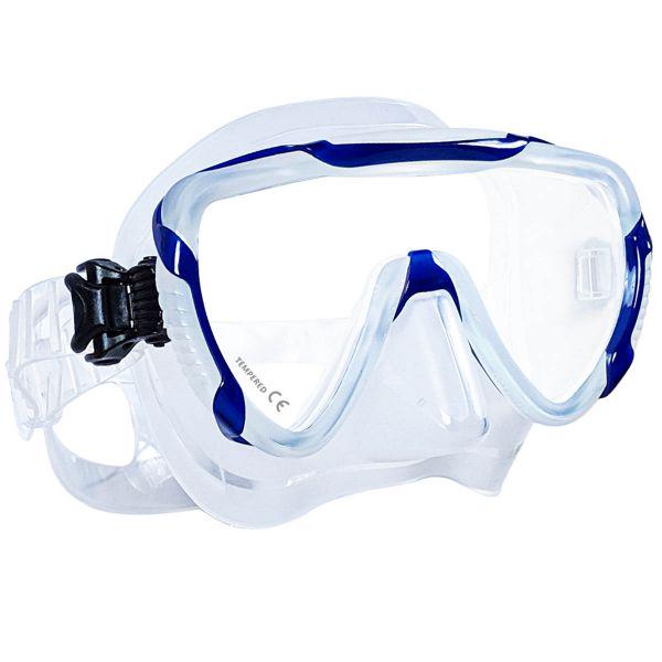 Маска для подводной охоты и дайвинга Marlin Enjoy Trans с синей рамкой