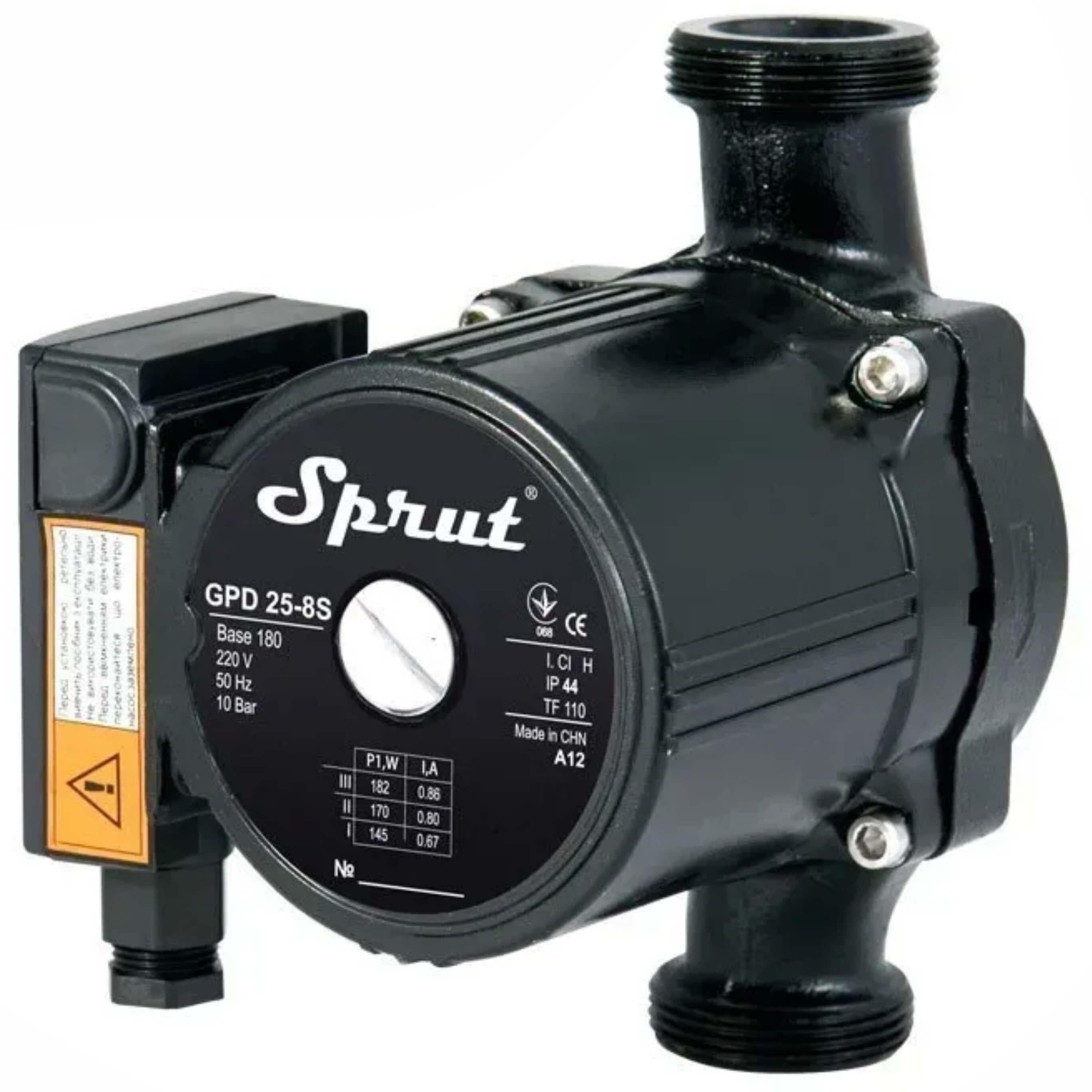 Насос циркуляционный Sprut GPD 25-8S-180 гайки 182 Вт