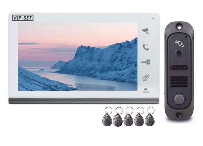 Комплект відеодомофона VIP-SET AD-770W Kit box із вбудованим RFID-зчитувачем для офісу/квартири/будинку/складу (77071)