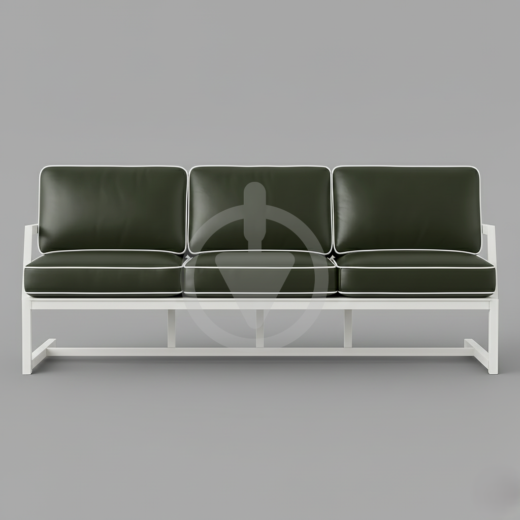 Диван металевий AVVS tech Атлас вуличний лофт екошкіра з підлокотниками 246 см Темно-зелений (30222845) - фото 2