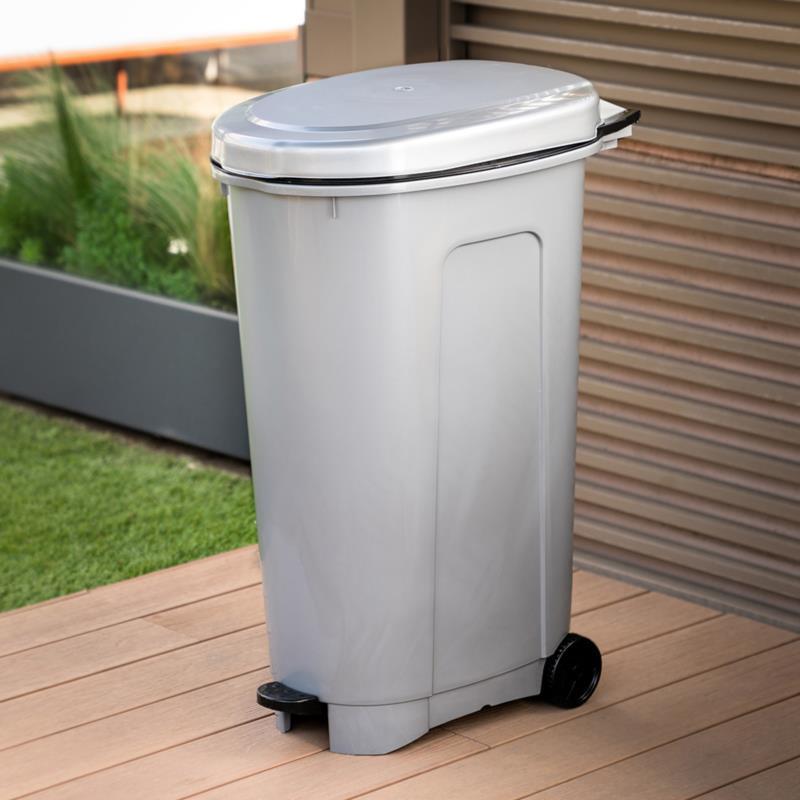 Бак для сміття Bidone з кришкою та коліщатами 40x60x84 см 100 л Світло-сірий (3969) - фото 2 Бак для сміття Bidone з кришкою та коліщатами 40x60x84 см 100 л Світло-сірий (3969) - фото 2