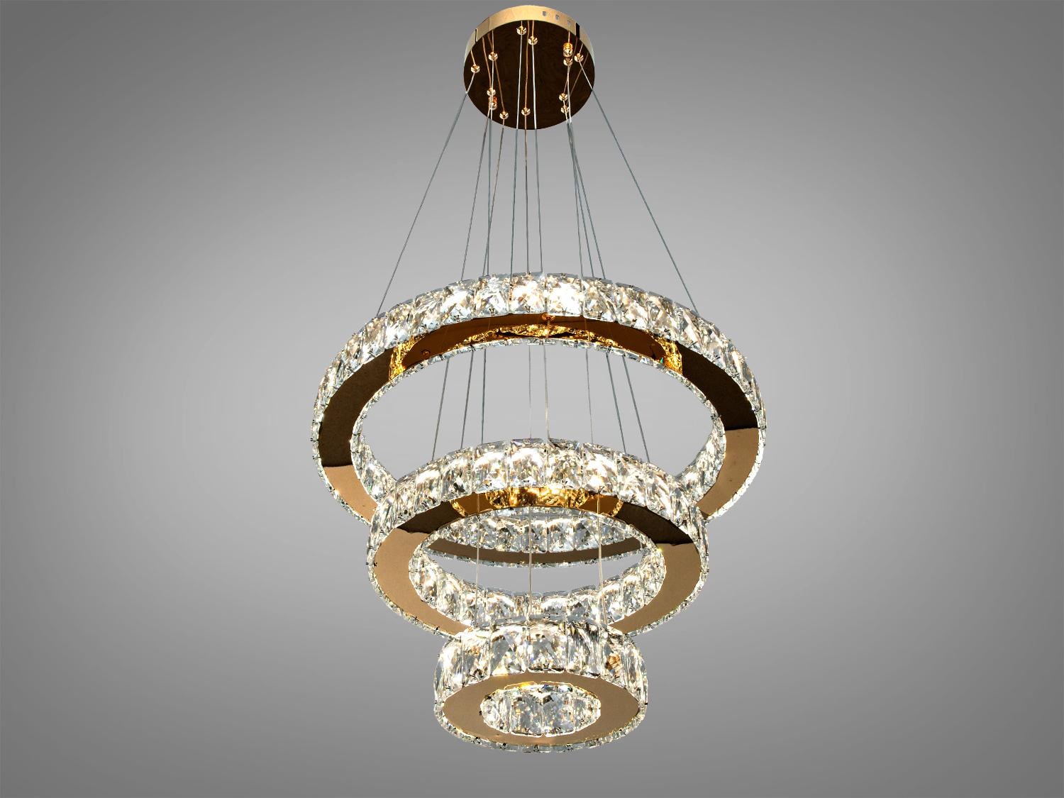 Люстра LED подвесная хрустальная 3 кольца/пульт 56W Золотой (7201-6A/480+340+190G) Люстра LED подвесная хрустальная 3 кольца/пульт 56W Золотой (7201-6A/480+340+190G)