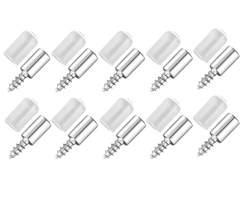Саморезы-полкодержатели с заглушками для внутренних полок в шкафах универсальные металлические 10 шт. Серебристый (29576)