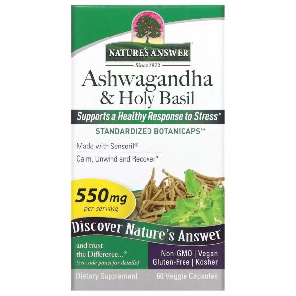 Ашваганда Nature's Answer Ashwagandha&Holy Basil 550 мг 60 вег. капс. (000022158)