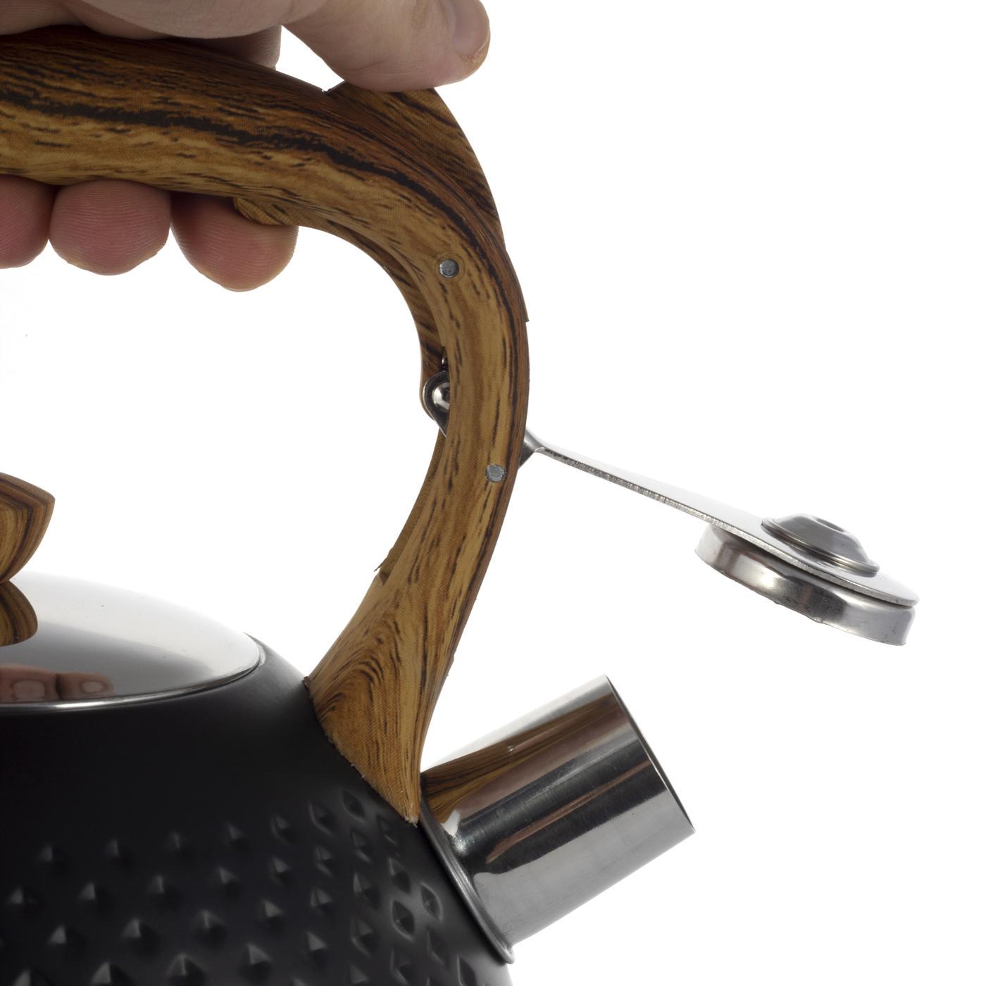 Чайник со свистком Kamille KM-1098 из нержавеющей стали и бакелитовой ручкой 2,7 л Черный (150-84-1098) - фото 3 Чайник со свистком Kamille KM-1098 из нержавеющей стали и бакелитовой ручкой 2,7 л Черный (150-84-1098) - фото 3