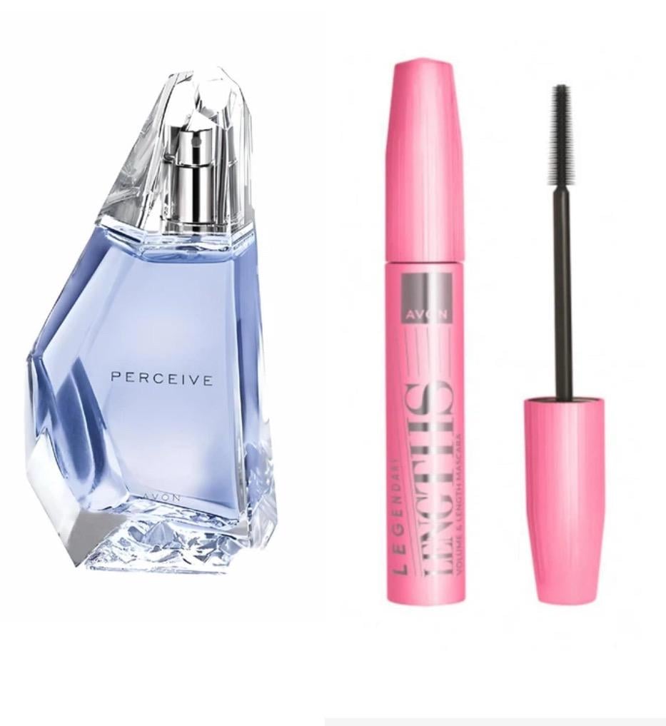 Набор женский парфюмированная вода Avon Perceive 50 мл/Туш для ресниц Avon Legendary Extension Mascara Легендарная длина 10 мл Черный