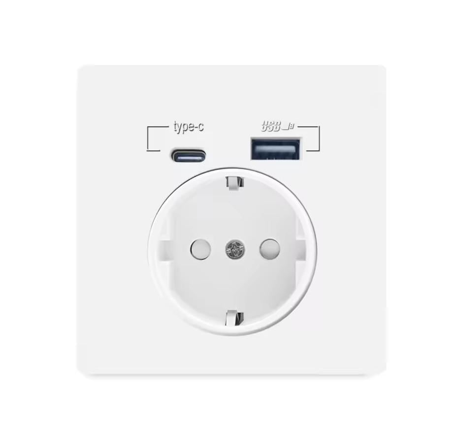 Настенная розетка WallPad WP-1 Type-C/USB с подсветкой 86x86 см White (3_06863)