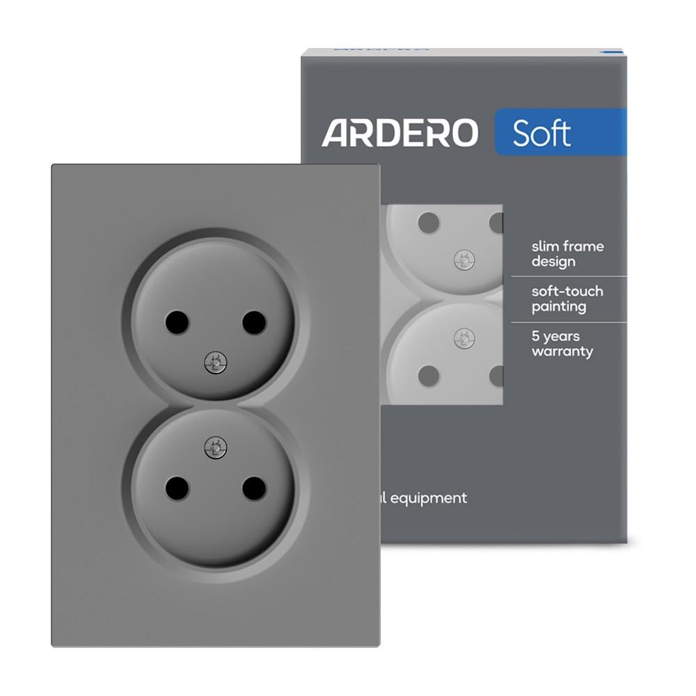 Розетка двойная ARDERO ER112-G Soft 16А без заземления Серый (3103440438)