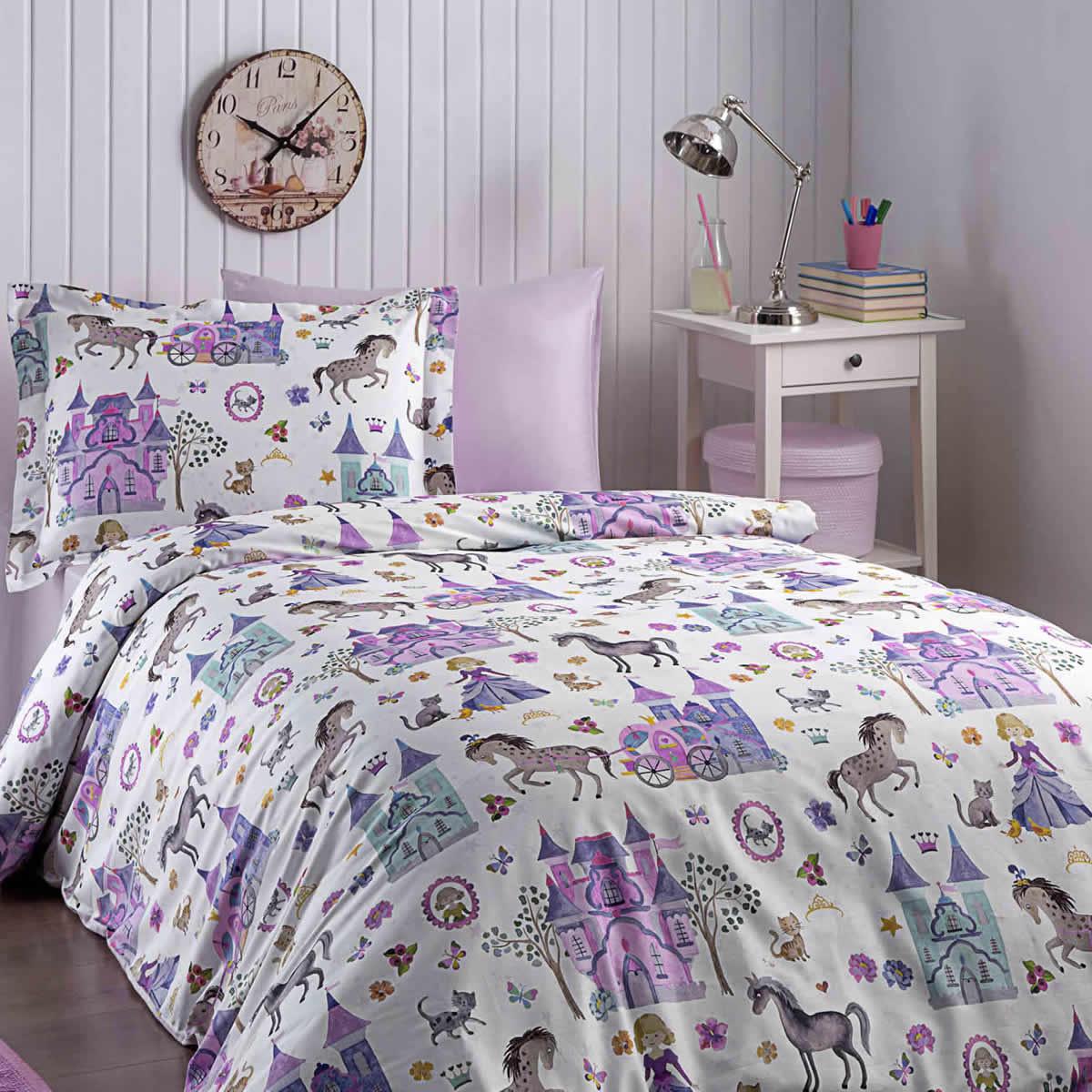 Постельное белье Tivolyo Home Princess подростковое делюкс сатин полуторное