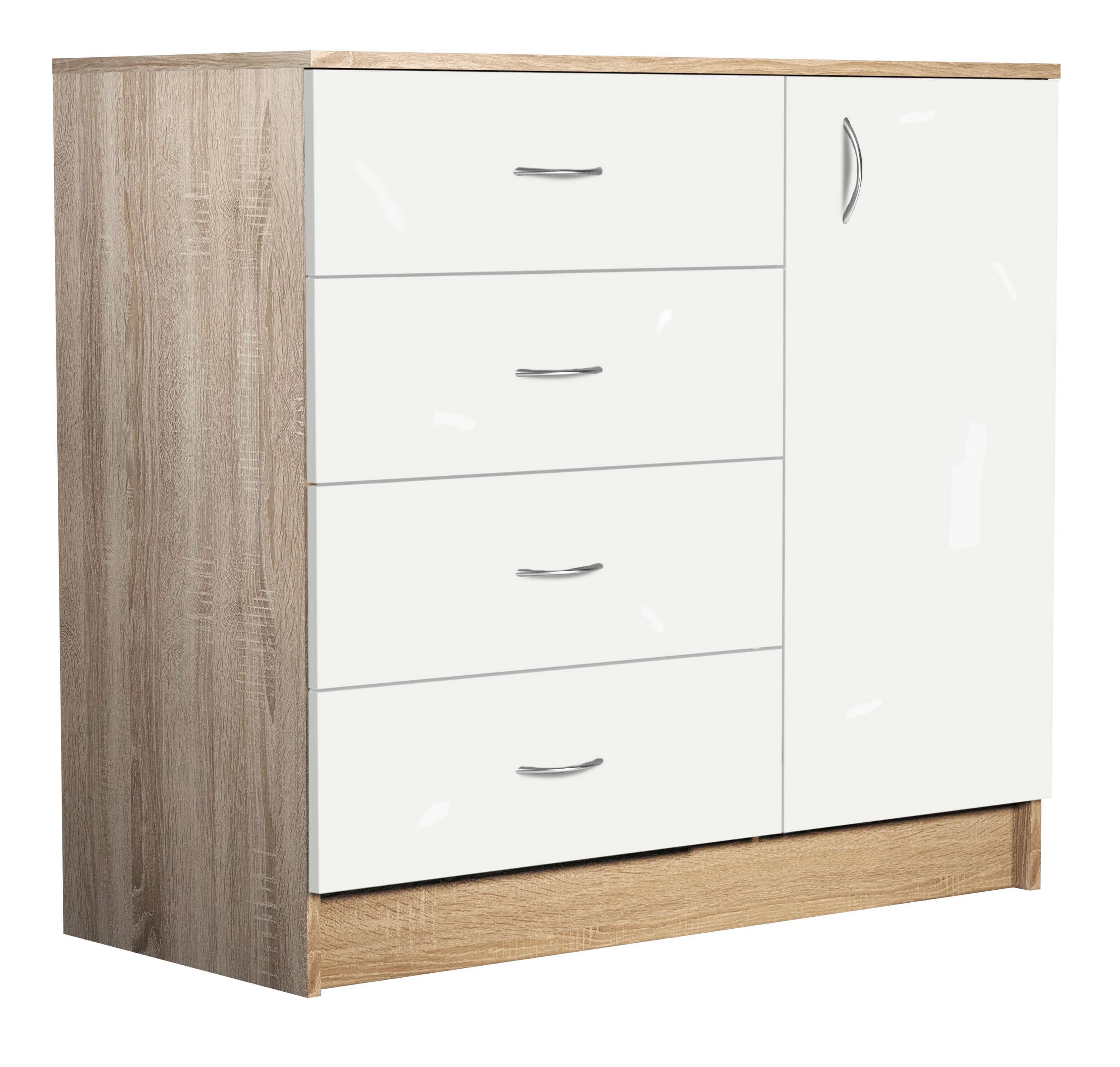 Комод МАКСИ-МЕбель Олимп плюс с крашеными МДФ фасадами Дуб сонома/Белый (5103171)
