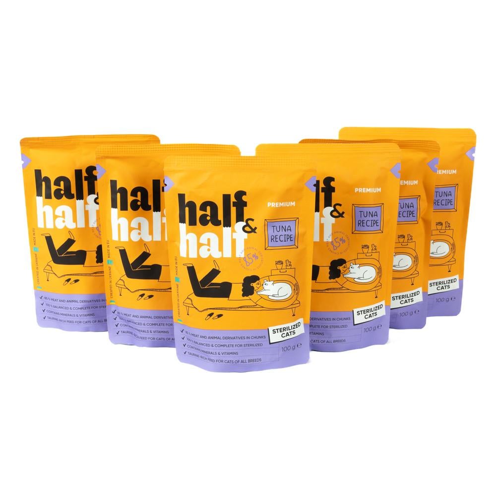 Набор паучей HalfHalf 5+1 для стерил кошек тунец в соусе (34806685)