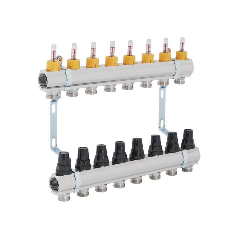Коллектор латунный с расходомерами и термостатическими кранами 1" х 8 SD FORTE SF001W8 - фото 3