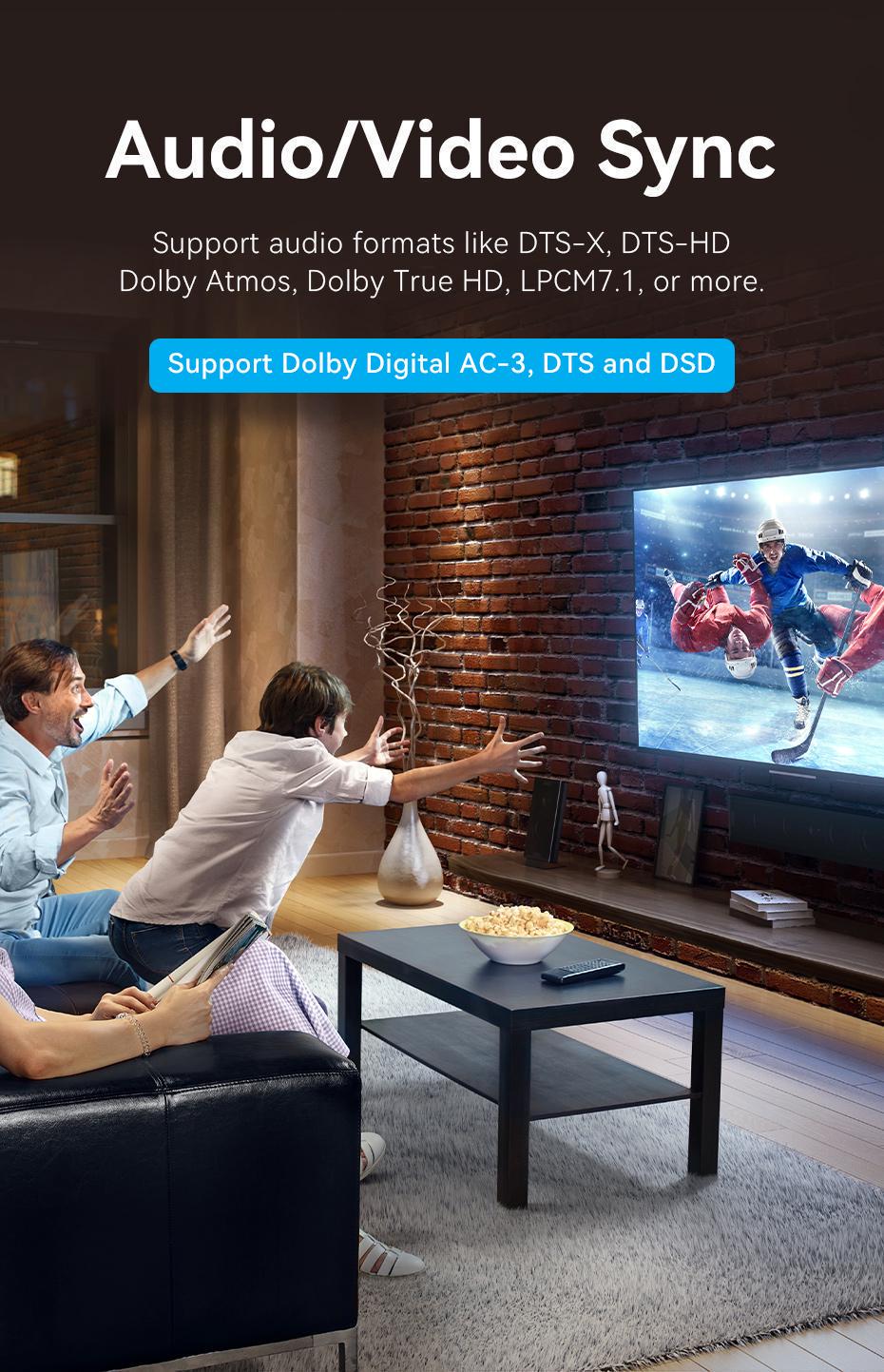 Комутатор HDMI Vention 5x1 з виведенням звуку Toslink 3,5 мм 4K 60Hz HDR HDMI 2.0 алюмінієвий з пультом ДК Синій (AKDL0) - фото 8 Комутатор HDMI Vention 5x1 з виведенням звуку Toslink 3,5 мм 4K 60Hz HDR HDMI 2.0 алюмінієвий з пультом ДК Синій (AKDL0) - фото 8