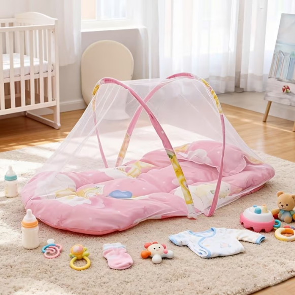 Сітка москітна дитяча складана 45х45х90 см Рожевий (KAR91)