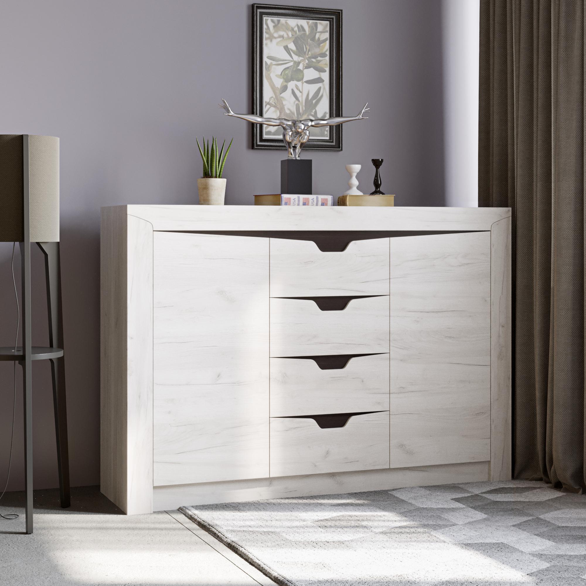 Комод для речей Еверест Ліберті-1400 Дуб крафт Білий (EVR-2139)