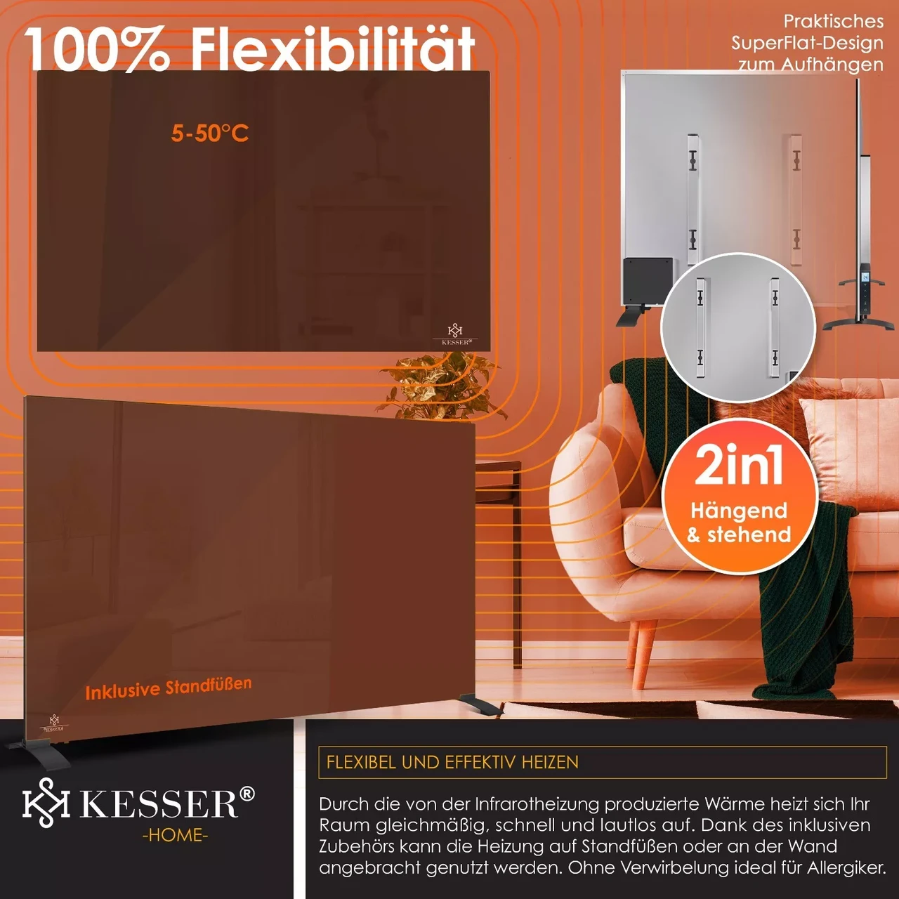 Инфракрасный обогреватель KESSER 50°C 500 Вт (225852401880sc-500) - фото 6 Инфракрасный обогреватель KESSER 50°C 500 Вт (225852401880sc-500) - фото 6