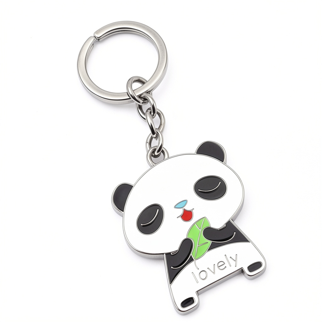 Брелок для ключів Panda lovely металевий Чорно-білий (733672929)