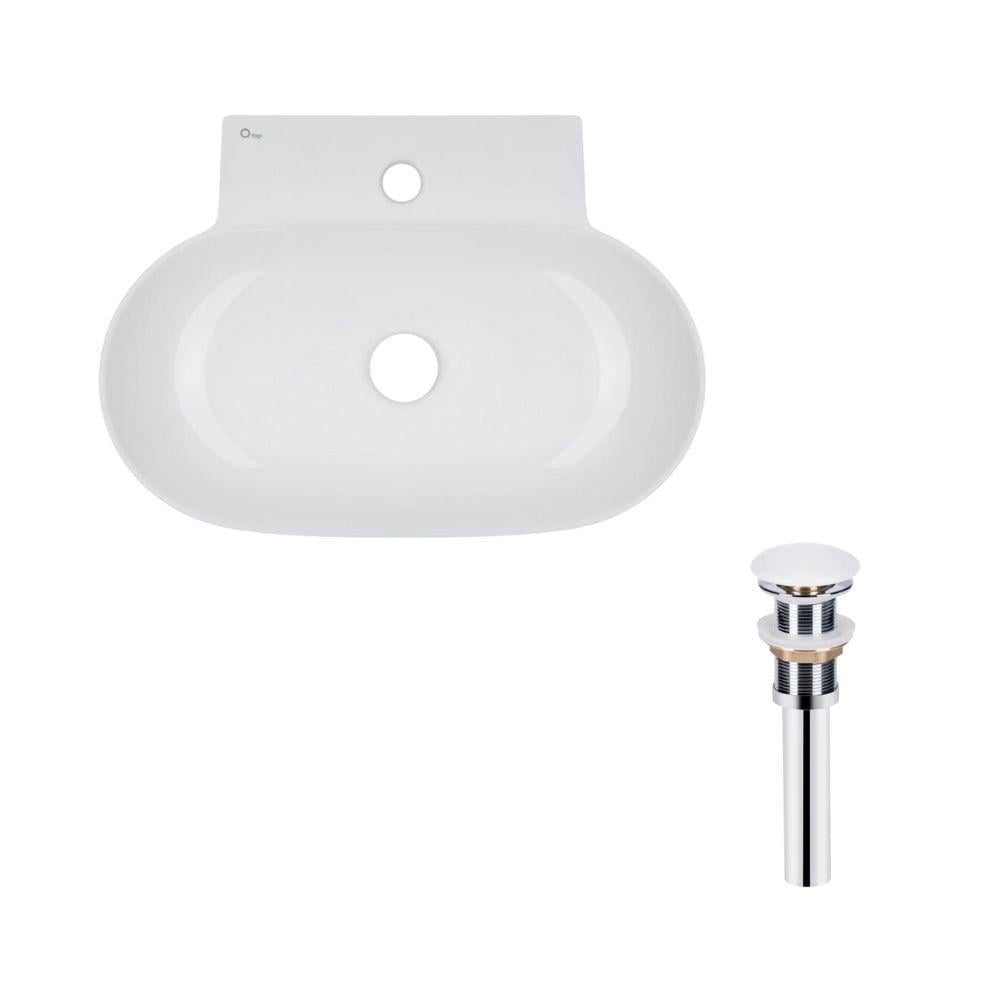 Раковина Qtap Cardinal підвісна накладна овальна 565х400х130 мм White/донний клапан PU02