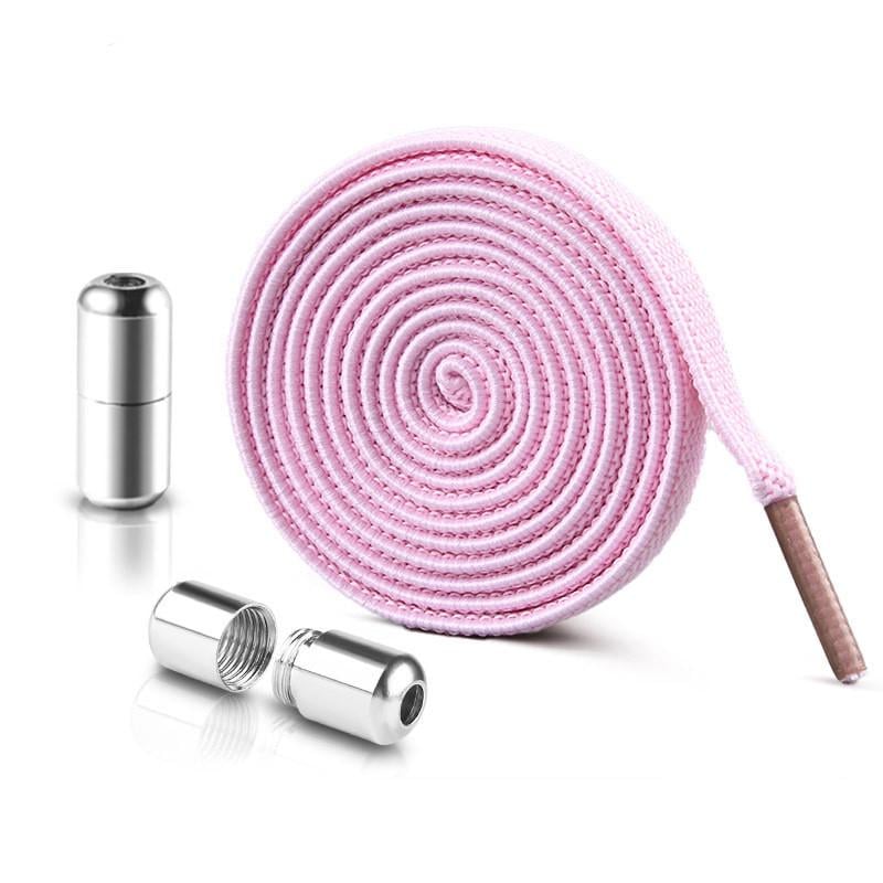 Шнурки для взуття плоскі зі срібним затискачем гумові Рожевий (22874821) - фото 1