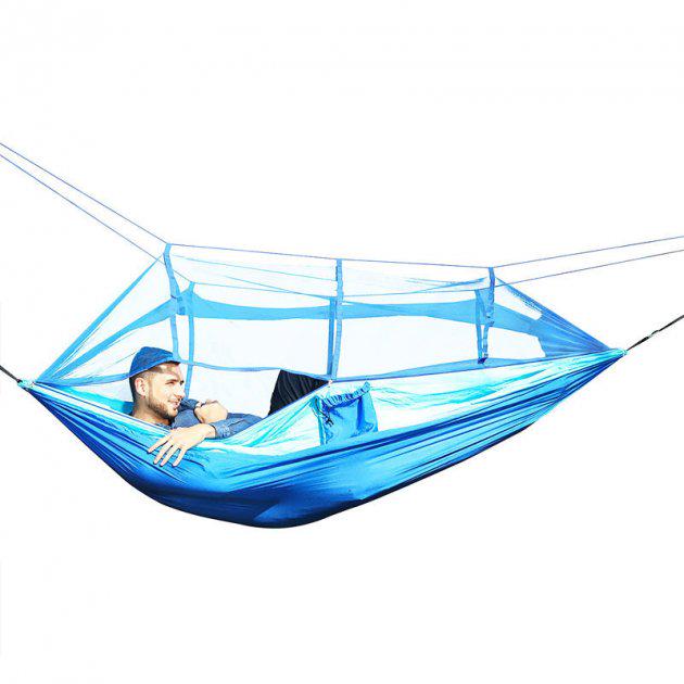 Туристичний гамак UKC Hammock Net з москітною сіткою тканинний Синій (22d48167) - фото 4