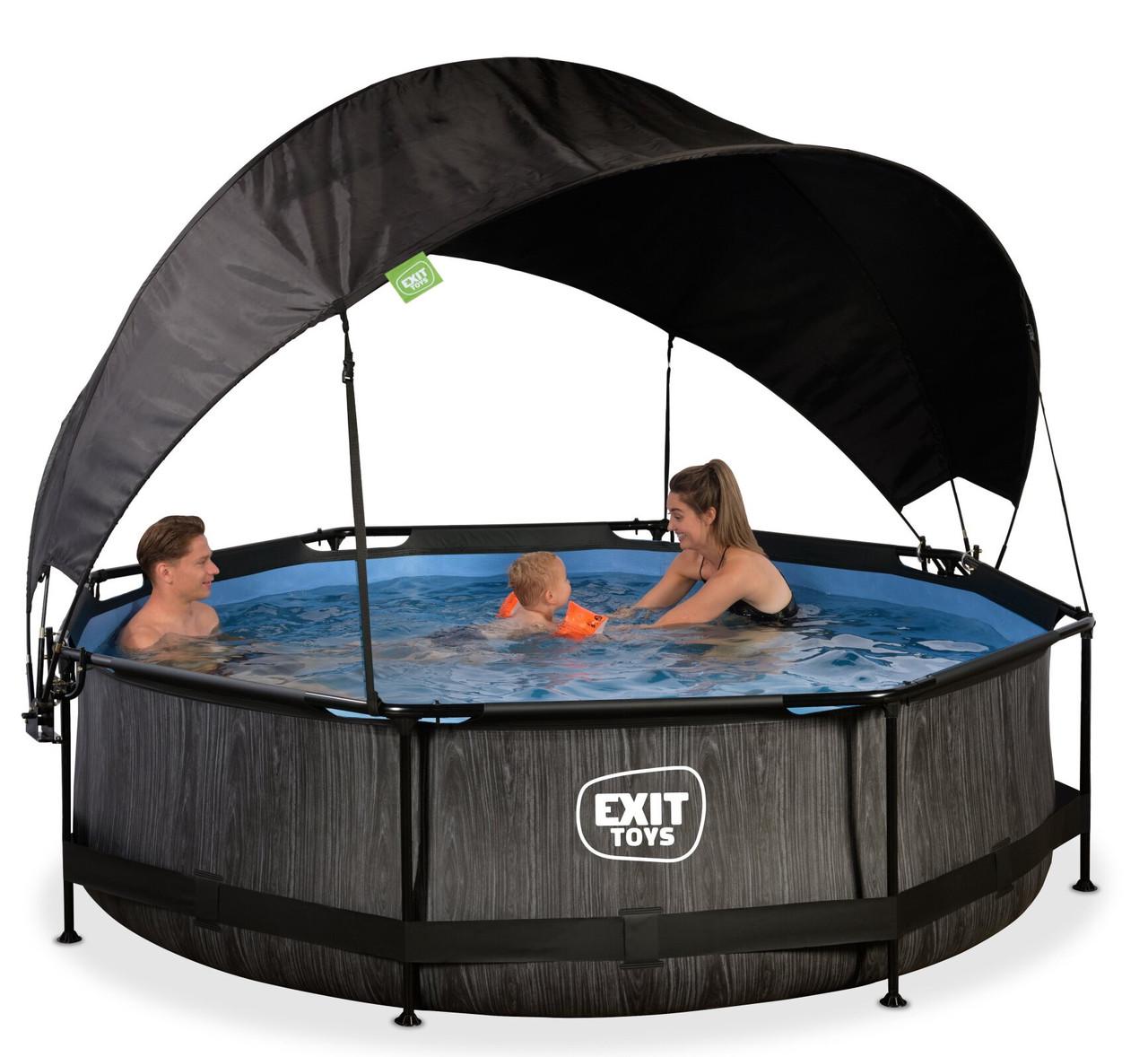 Бассейн каркасный Exit Toys с навесом от солнца 300х76 см Черное дерево (2426880759) - фото 8