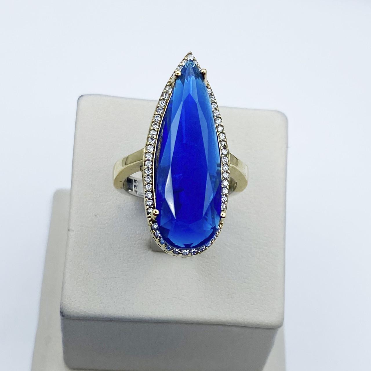 Кольцо серебряное Роксолана с сапфиром и кубическим цирконием р. 18 6,18 г (2046886612)