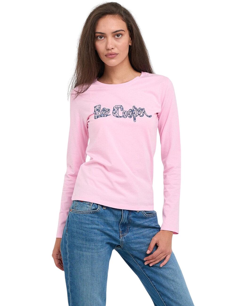Футболка з довгим рукавом жіноча Lee Cooper 20196181.2809 L Рожевий (5942723123541) - фото 3