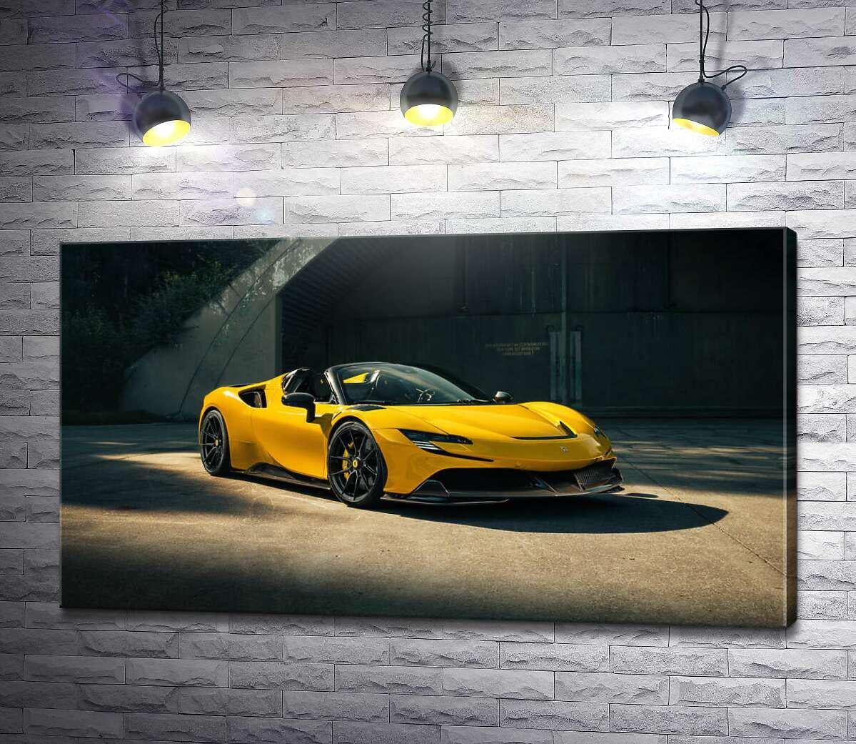 Картина ArtPoster Золотой автомобиль Ferrari SF90 Spider 100x56 см Модуль №1 (004374)
