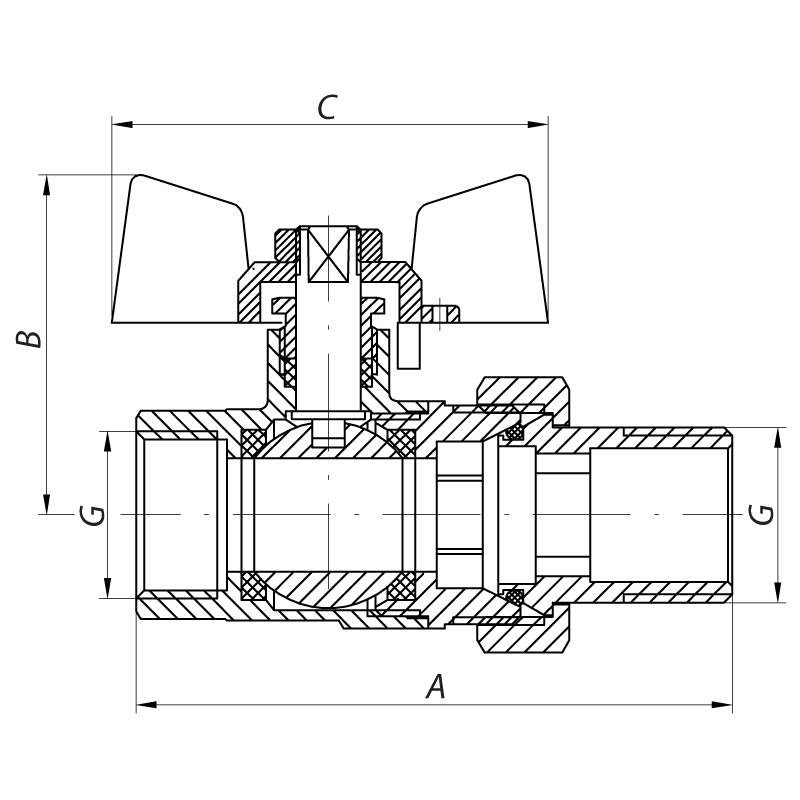 Кран с американкой 3/4" KOER KR.227.W Белый (KR0097) - фото 2